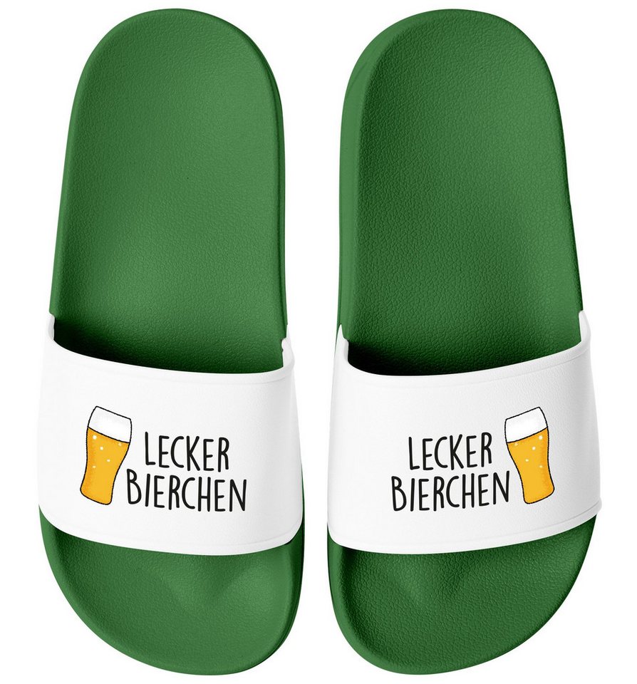 MoonWorks Badeschlappen Lustig Spruch Lecker Bierchen Badelatschen Herren Damen Badesandale