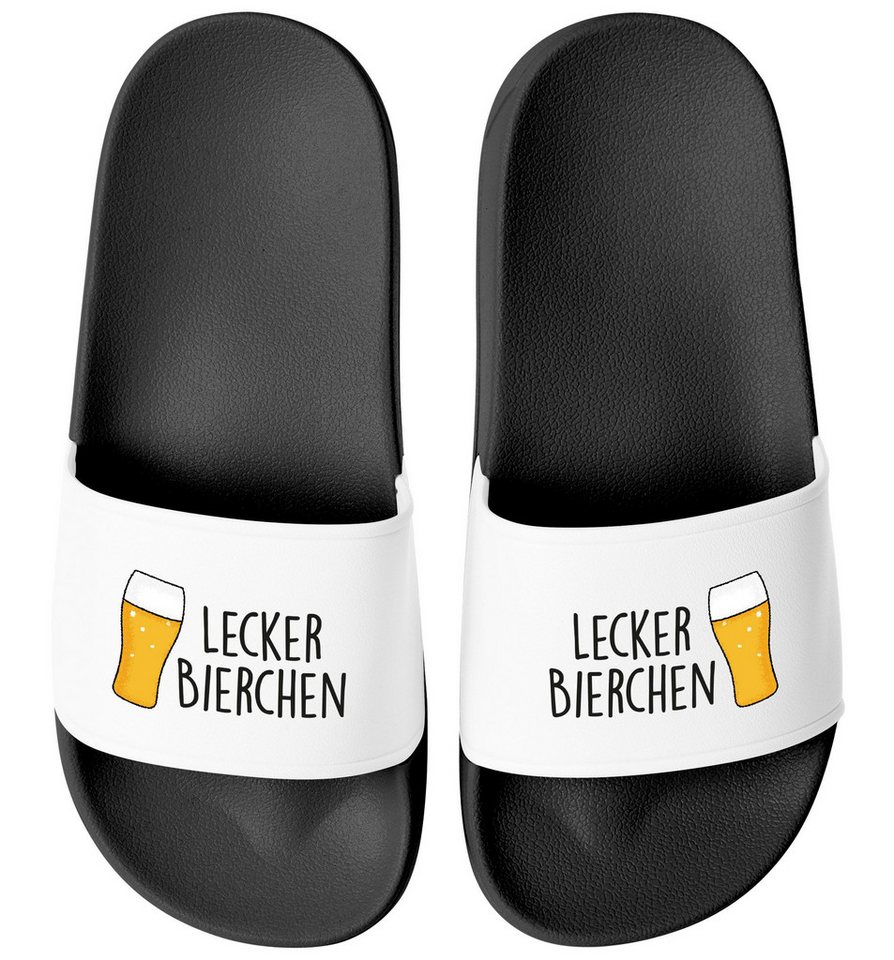 MoonWorks Badeschlappen Lustig Spruch Lecker Bierchen Badelatschen Herren Damen Badesandale