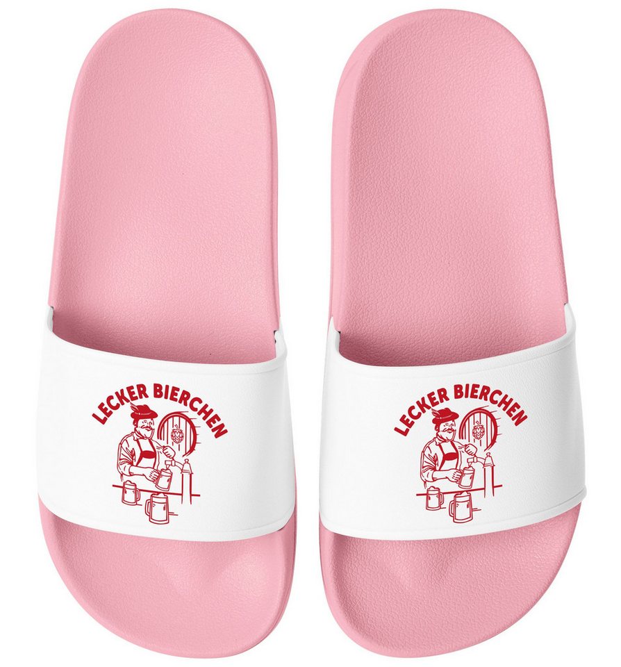MoonWorks Badeschlappen Lustig Spruch Lecker Bierchen Badelatschen Unisex Badesandale