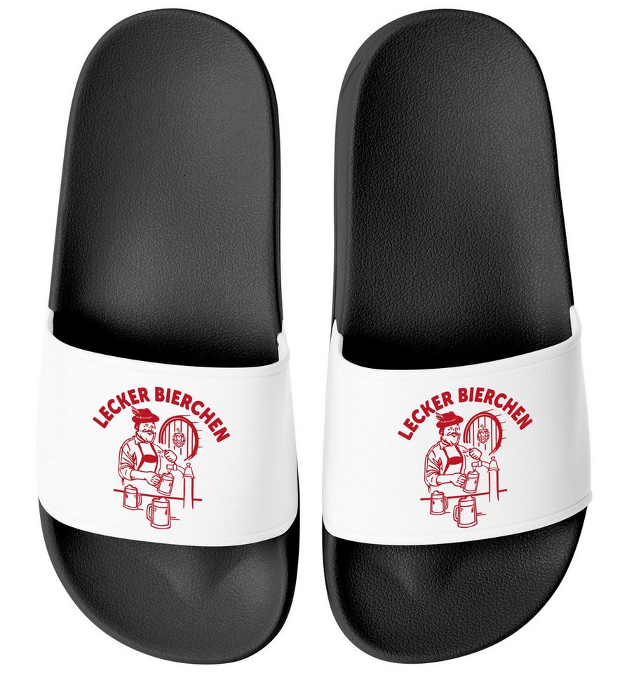 MoonWorks Badeschlappen Lustig Spruch Lecker Bierchen Badelatschen Unisex Badesandale
