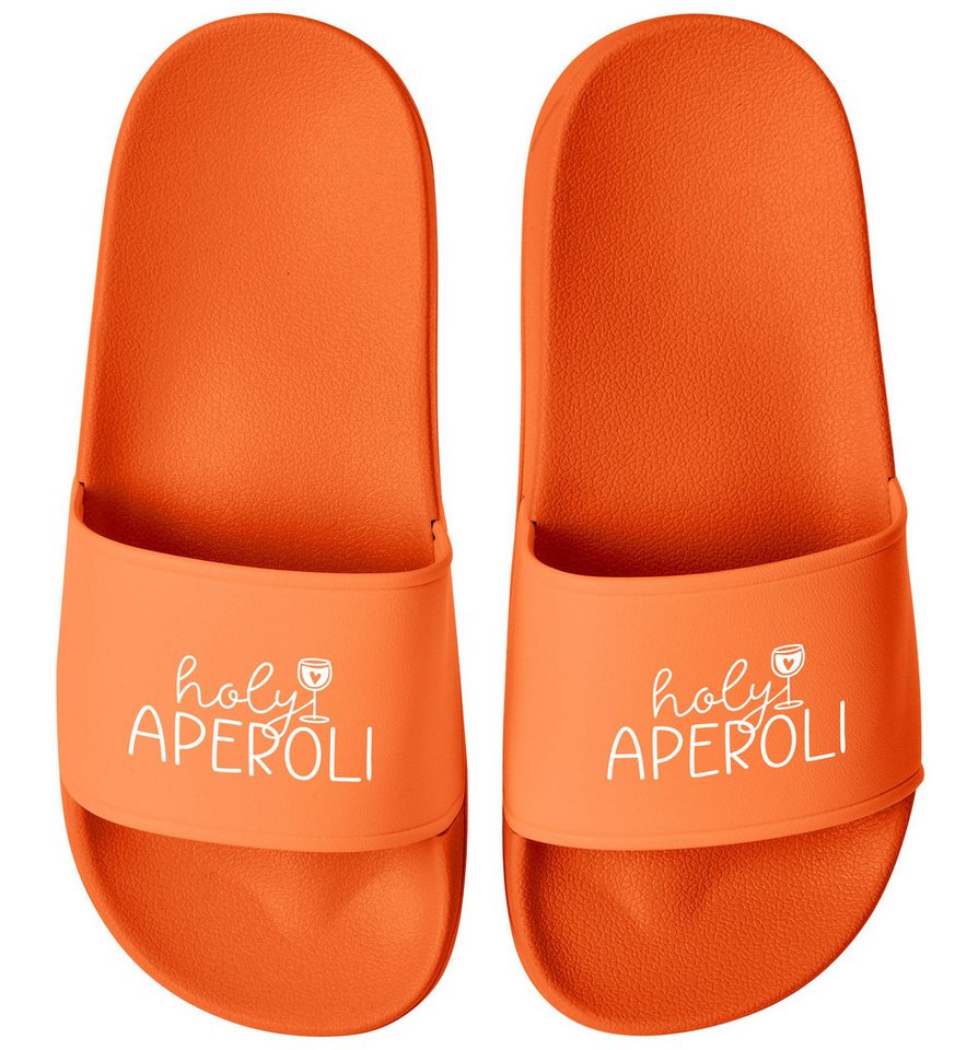 MoonWorks Badeschlappen mit Spruch Holy Aperoli Badelatschen Damen Aufdruck Badesandale