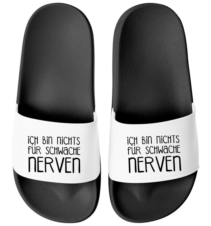 MoonWorks Badeschlappen mit Spruch Nichts für schwache Nerven Badelatschen Badesandale