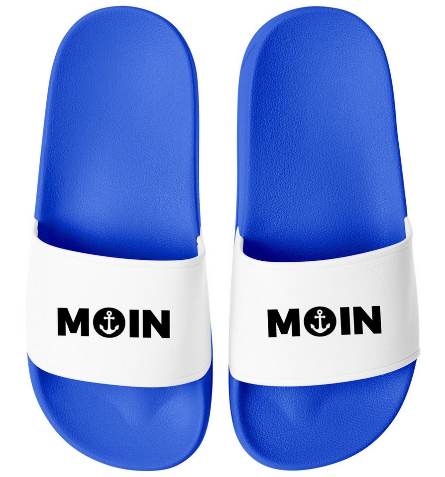 MoonWorks Badeschlappen Moin Aufdruck Anker Logo Badelatschen Unisex Herren Badesandale