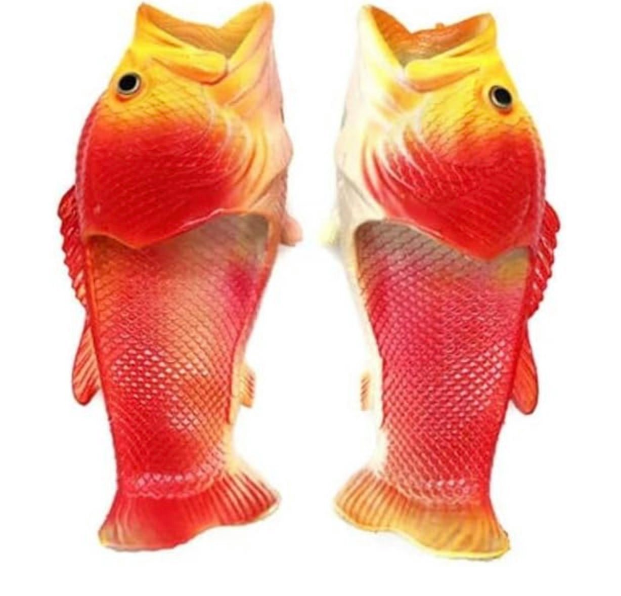 MST Fisch Sandalen, Schlappen, Strandschuhe, Geschenk für Angler Hausschuh (rot)