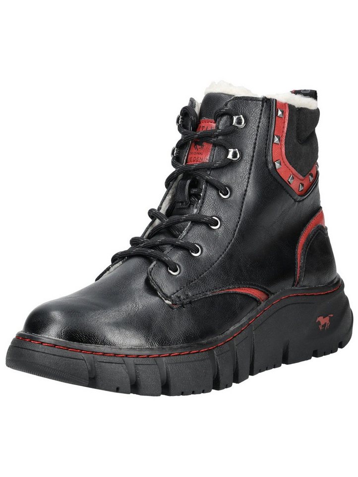 mustang shoes Stiefelette Lederimitat Schnürstiefelette (rot/schwarz)