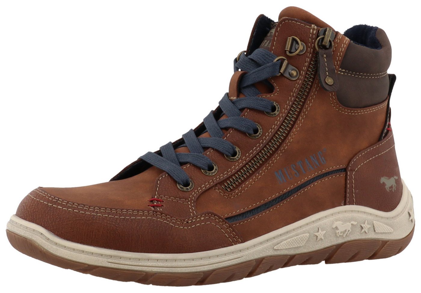 mustang shoes Benedetto Schnürboots High Top Sneaker, Schnürboots mit Reißverschluss
