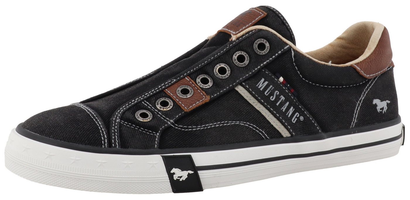 mustang shoes Calogero Slip-On Sneaker Slipper, Freizeitschuh, Halbschuh mit Kontrastnähten (schwarz)
