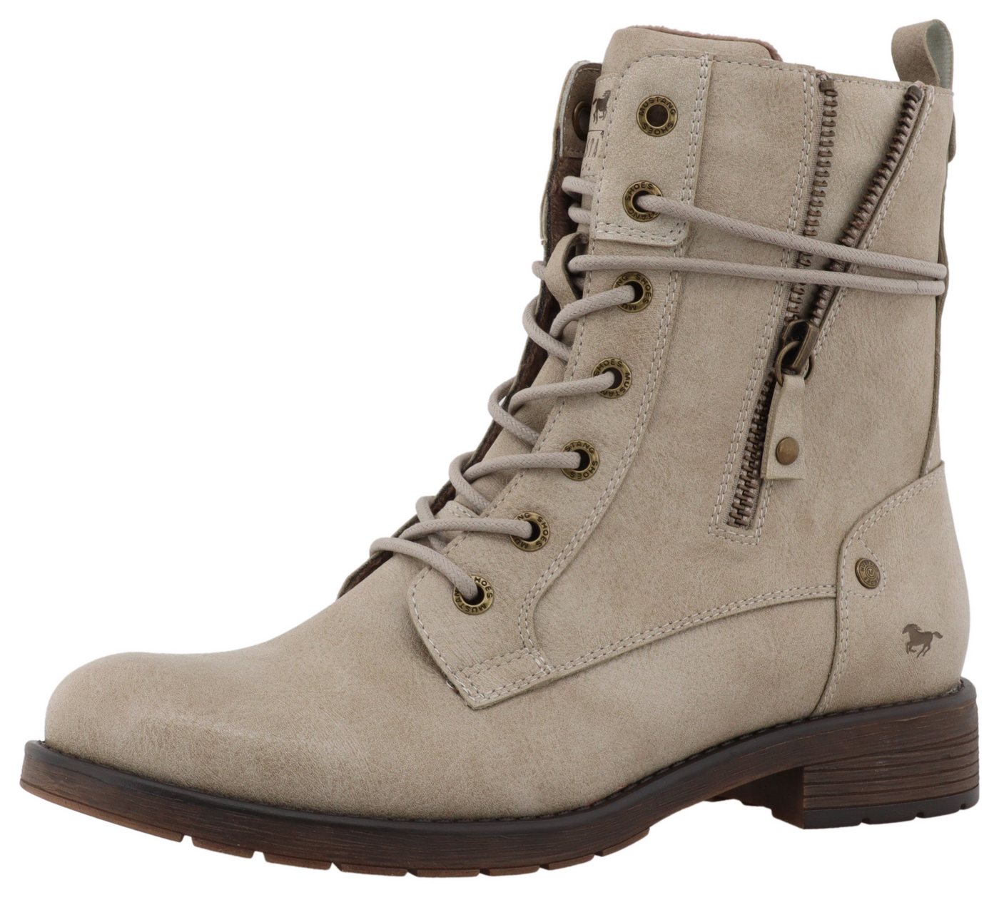 mustang shoes Elfi Winterstiefelette Winterstiefel mit Reißverschluss und markanter Schnürung (grau)