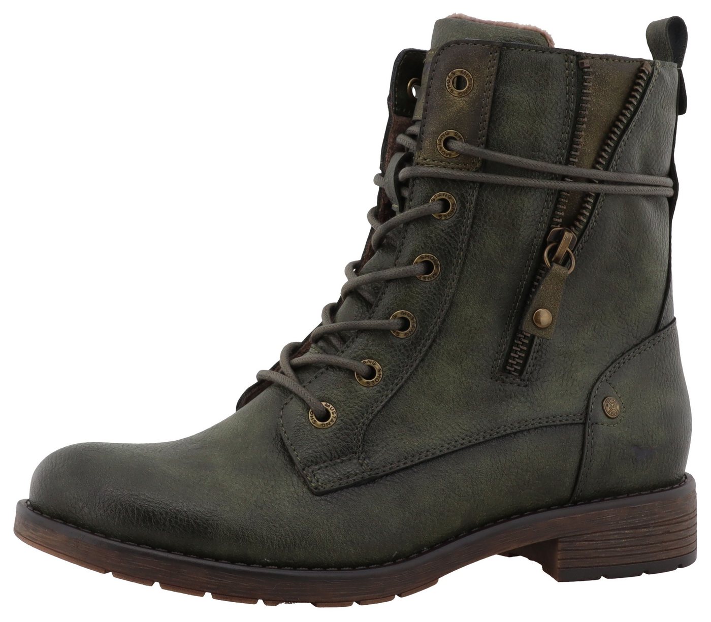 mustang shoes Elfi Winterstiefelette Winterstiefel mit Reißverschluss und markanter Schnürung