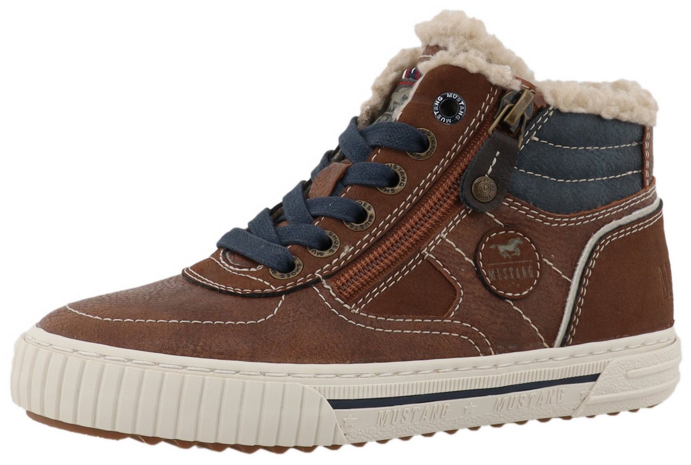 mustang shoes Ezio Sneaker High Top Sneaker, Schnürboots mit Reißverschluss (braun)