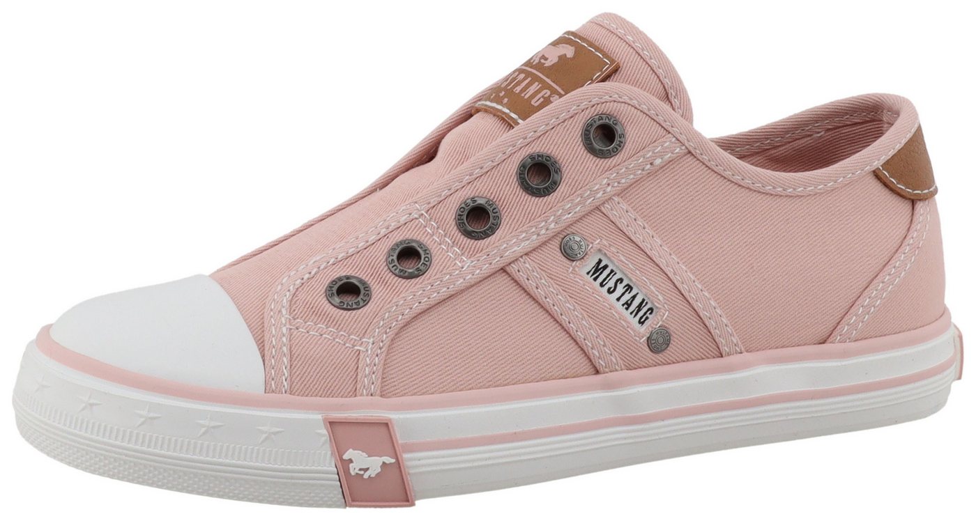 mustang shoes Gaspare Slip-On Sneaker Freizeitschuh, Slipper, Halbschuh mit Kontrastnähten (rosé)