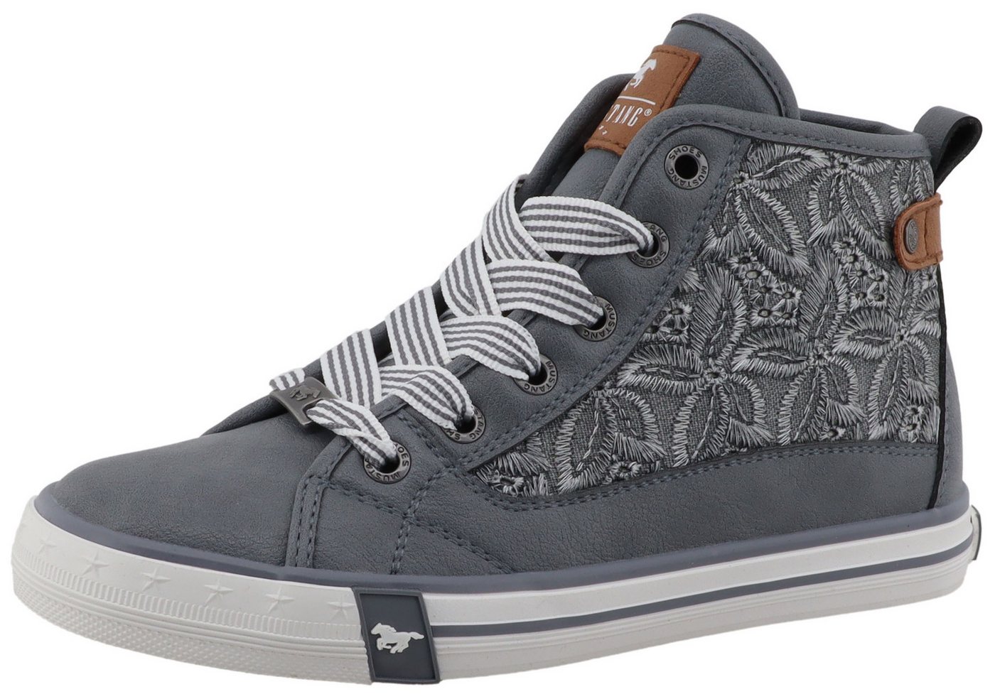 mustang shoes Gaspare Sneaker Schnürboots, Freizeitschuh mit hübscher Blüenstickerei