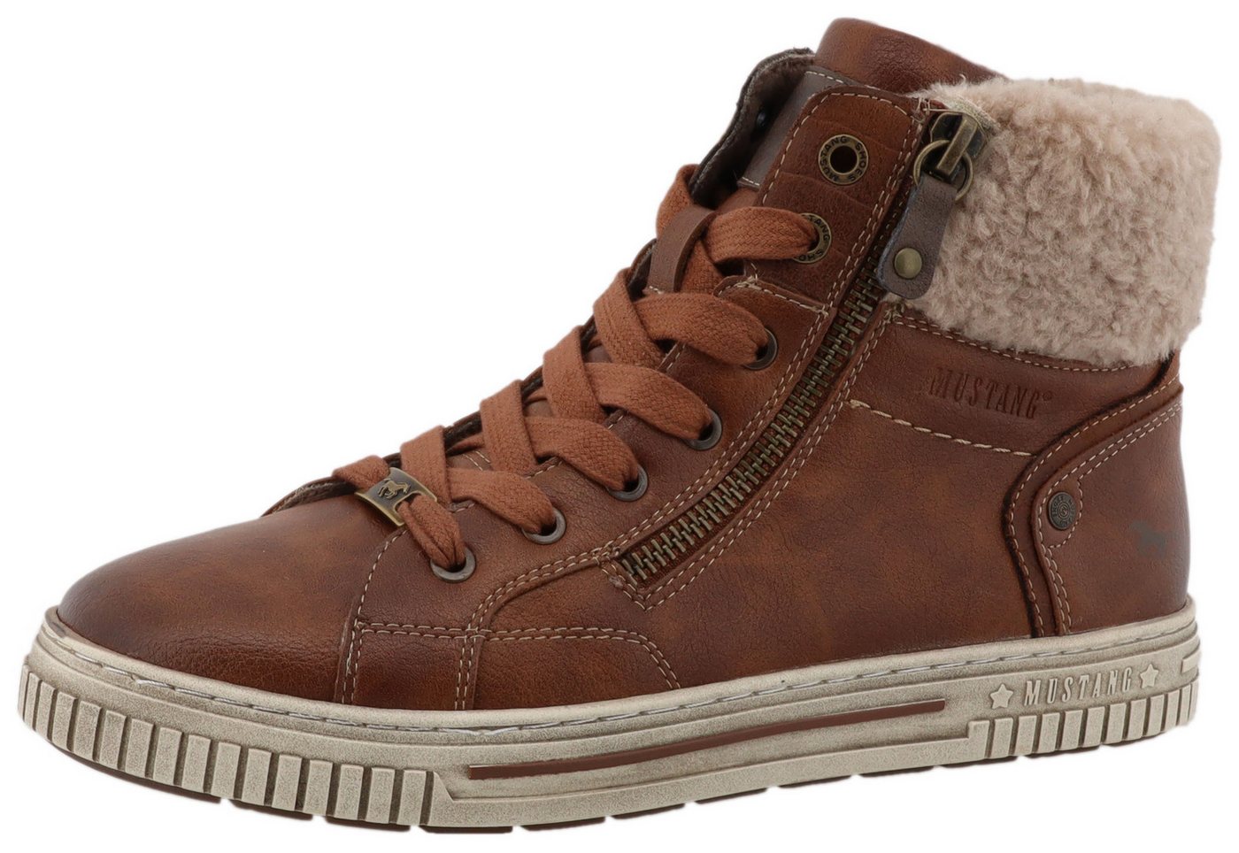 mustang shoes Janique Winterboots High Top Sneaker, Winterboots mit Warmfutter (braun)