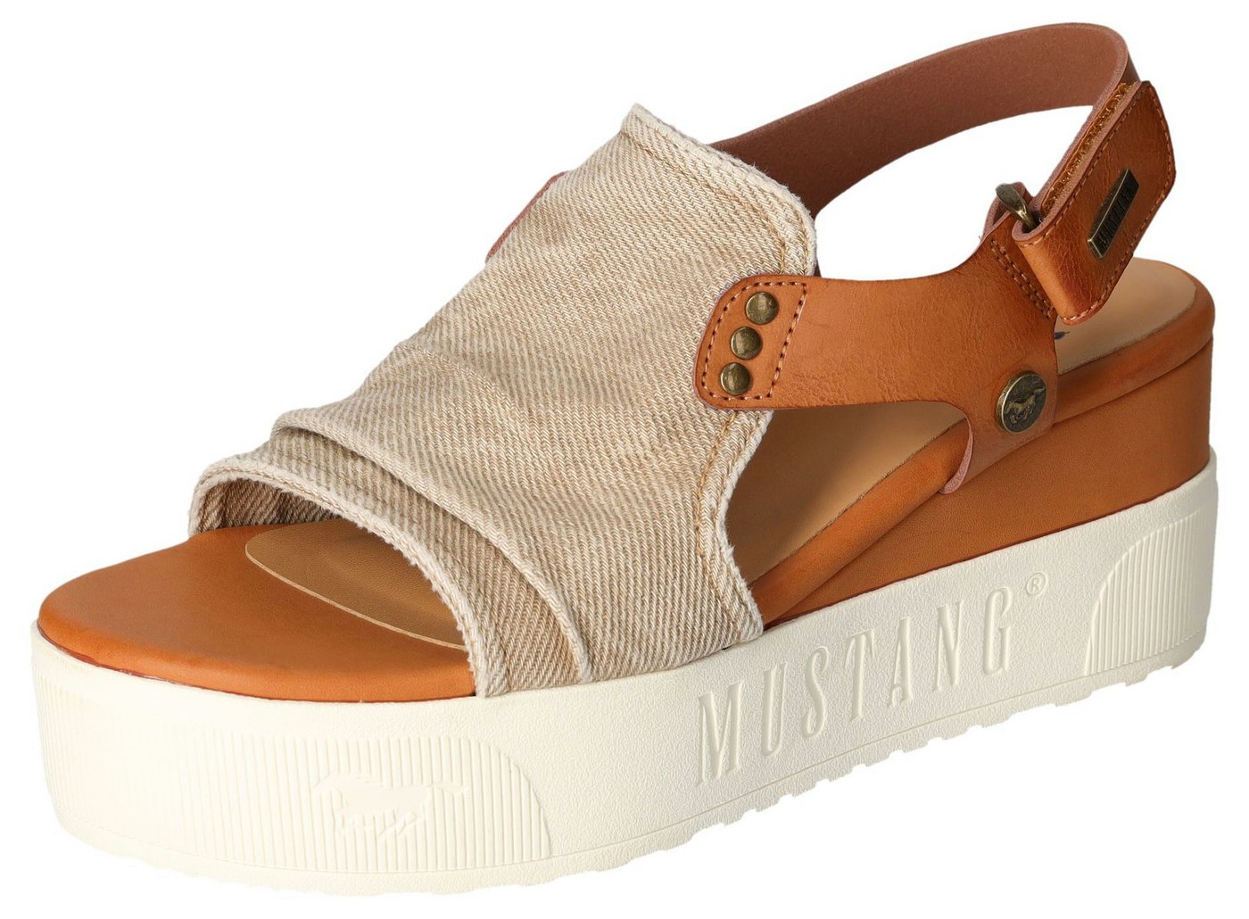 mustang shoes Keilsandalette, Keilsandale, Plateausandale mit Klettverschluss