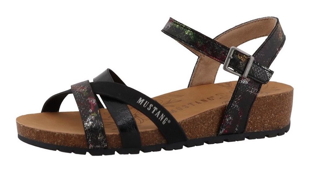 mustang shoes Magnolia Sandalette Riemchensandale, Sommerschuh mit modischem Druck
