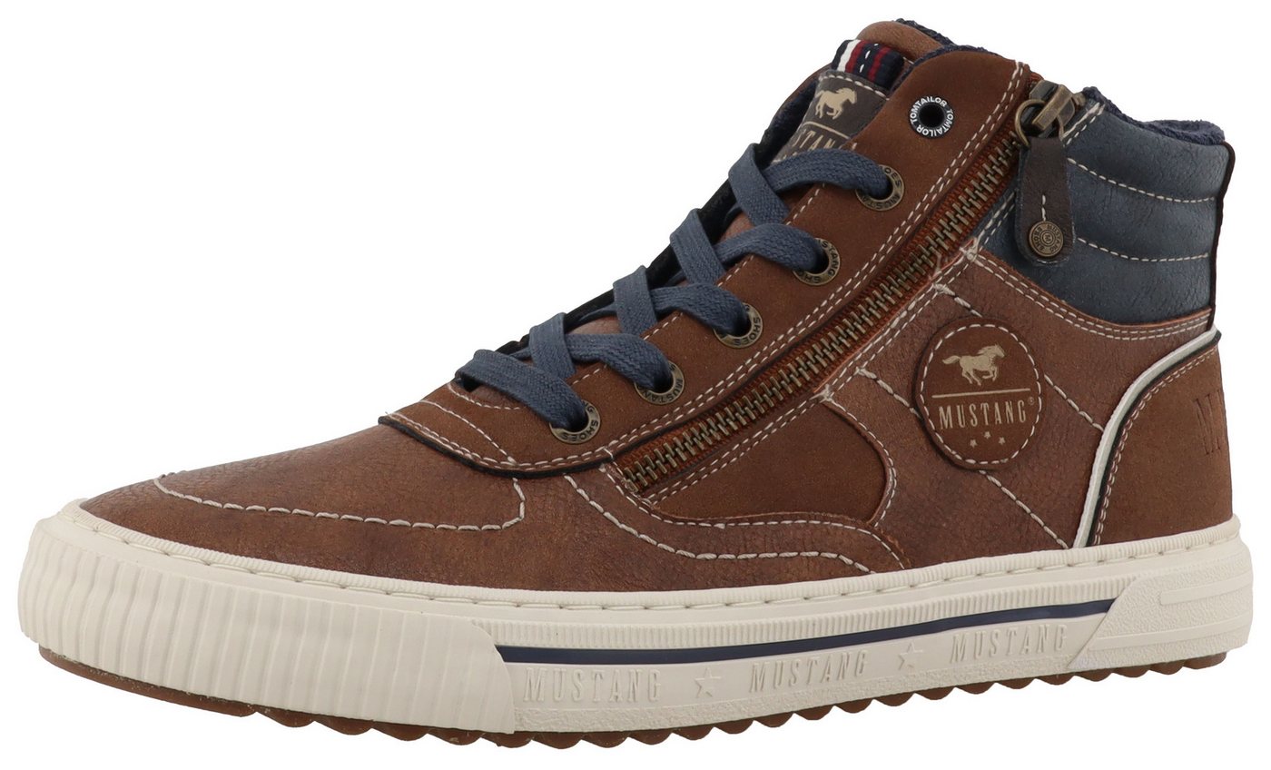 mustang shoes Masha Sneaker High Top Sneaker, Schnürboots mit Reißverschluss (braun)