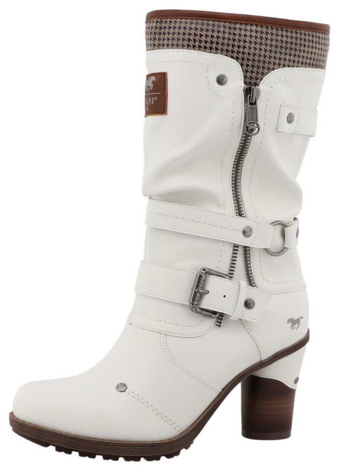 mustang shoes Palma Winterstiefel Kurzstiefel, Winterstiefel mit wärmendem Textifutter (weiß)
