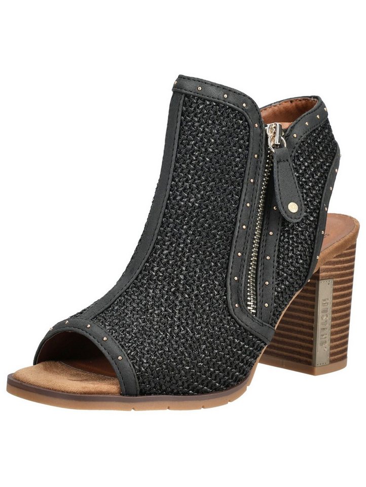 mustang shoes Sandalen Lederimitat/Textil High-Heel-Sandalette (schwarz)