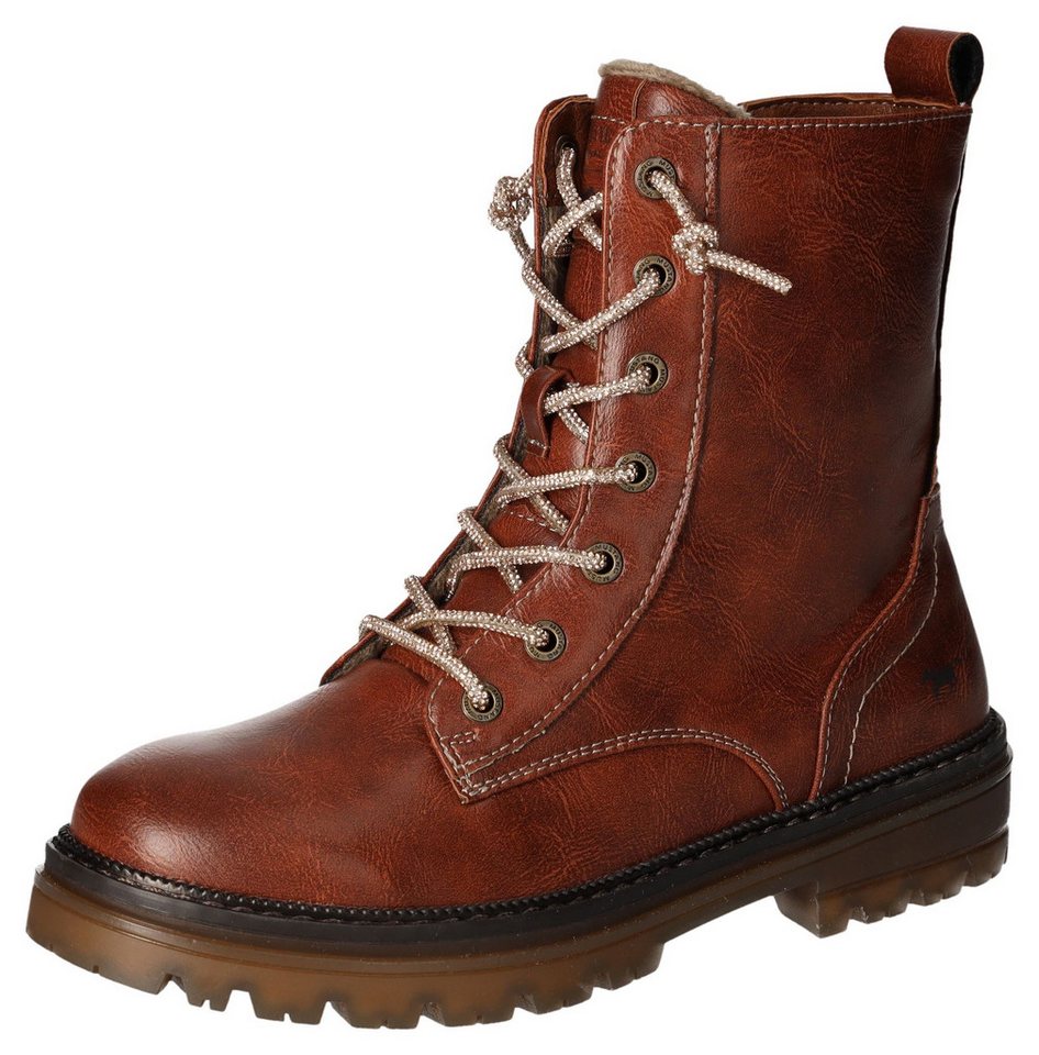 mustang shoes Schnürboots, Stiefelette, Blockabsatz, mit praktischem Reißverschluss