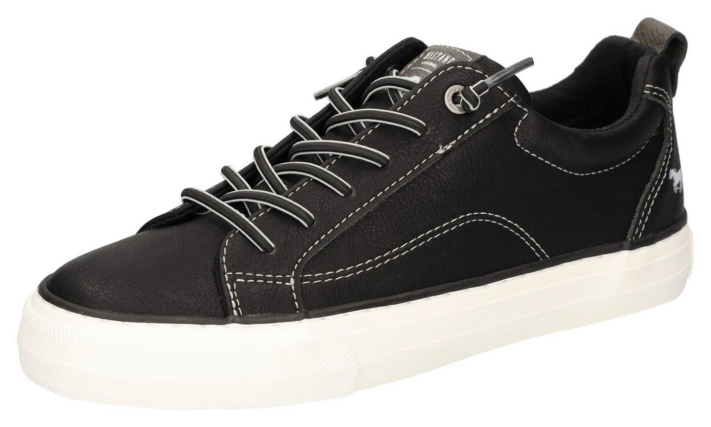 mustang shoes Sneaker, Freizeitschuh, Halbschuh, zum schlupfen mit Gummizug (schwarz)