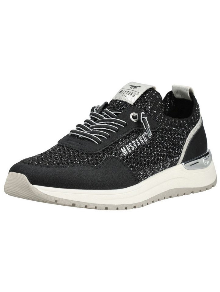 mustang shoes Sneaker Lederimitat/Textil Sneaker (schwarz/silber)