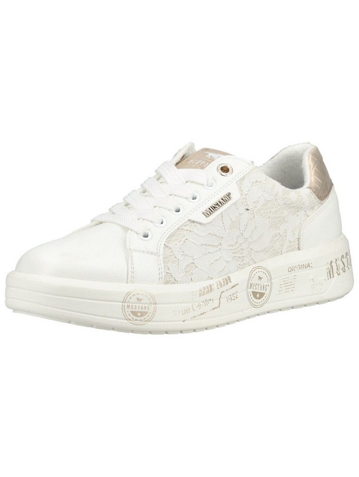mustang shoes Sneaker Lederimitat/Textil Sneaker (weiß)