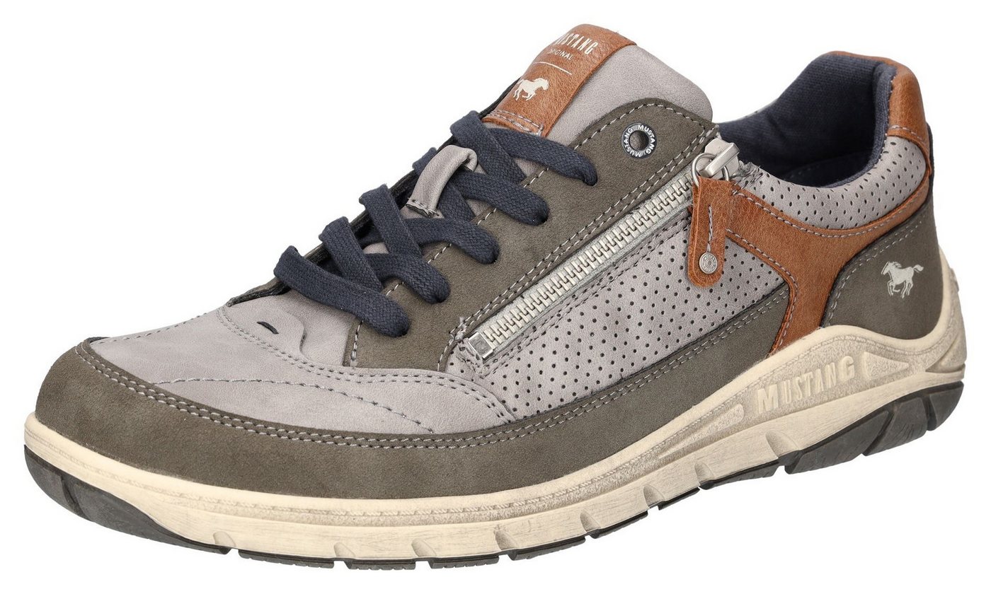 mustang shoes Sneaker, Schnürschuh, Freizeitschuh mit Perforation (braun/grau)