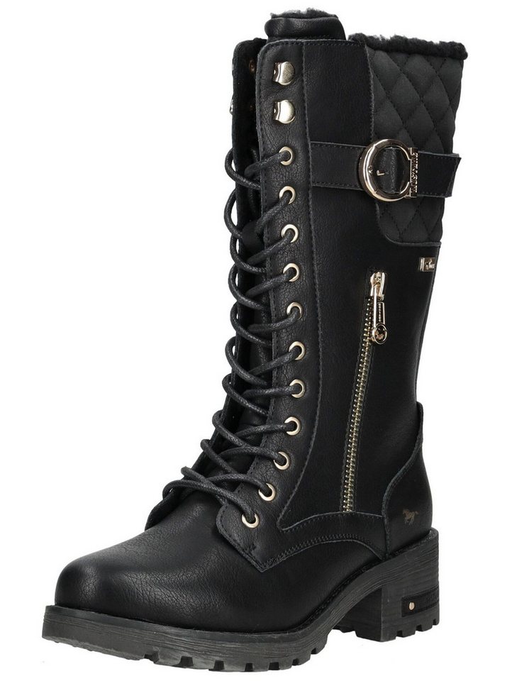 mustang shoes Stiefel Lederimitat Schnürstiefel (schwarz)