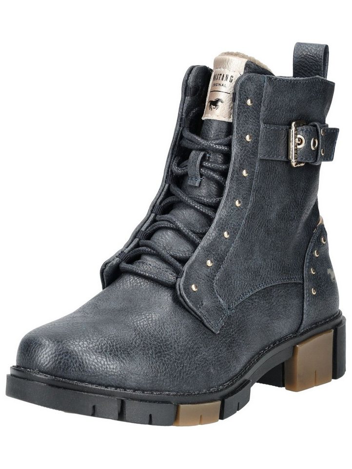 mustang shoes Stiefelette Lederimitat Schnürstiefelette (blau)
