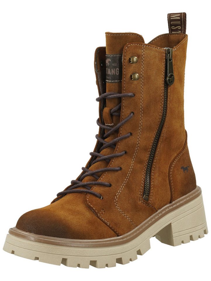 mustang shoes Stiefelette Lederimitat Schnürstiefelette (braun)