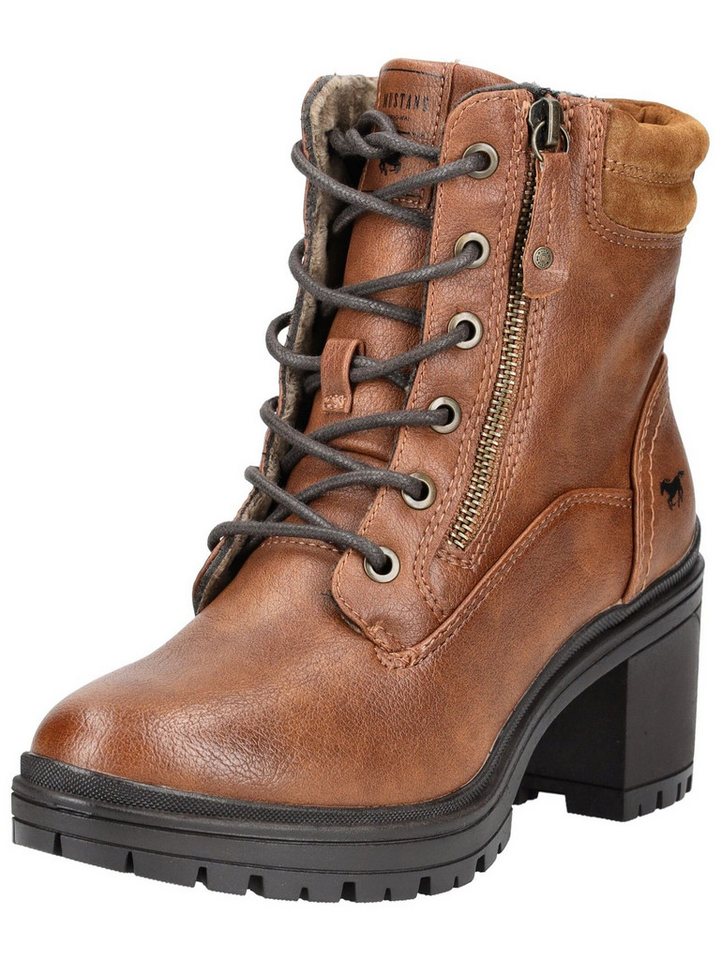mustang shoes Stiefelette Lederimitat Schnürstiefelette (Kastanie)
