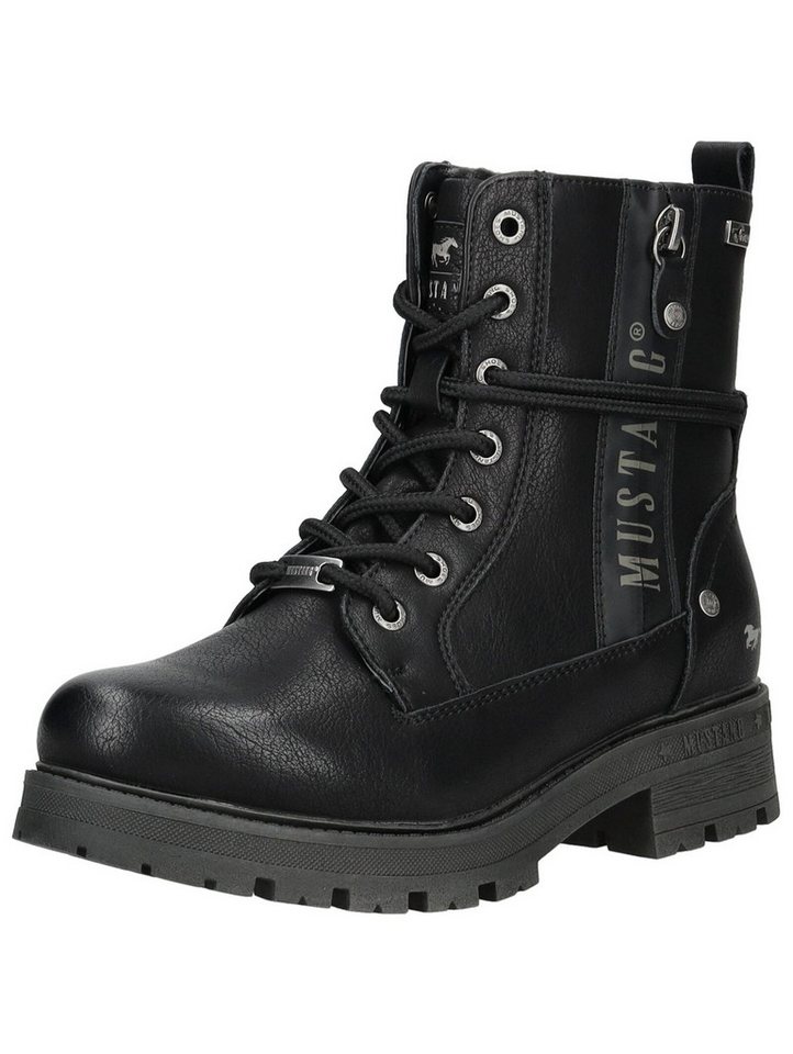 mustang shoes Stiefelette Lederimitat Schnürstiefelette (schwarz)