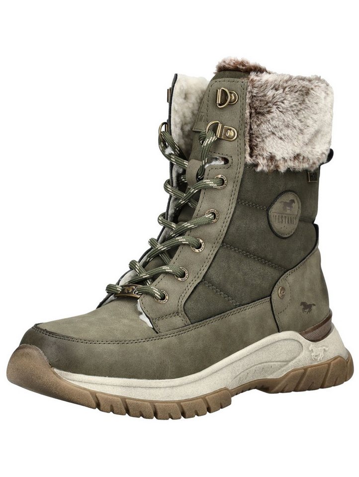 mustang shoes Stiefelette Lederimitat/Textil Schnürstiefelette (grün)