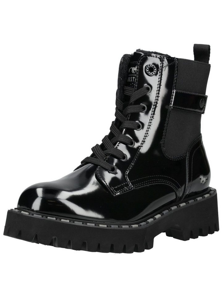 mustang shoes Stiefelette Lederimitat/Textil Schnürstiefelette (schwarz)