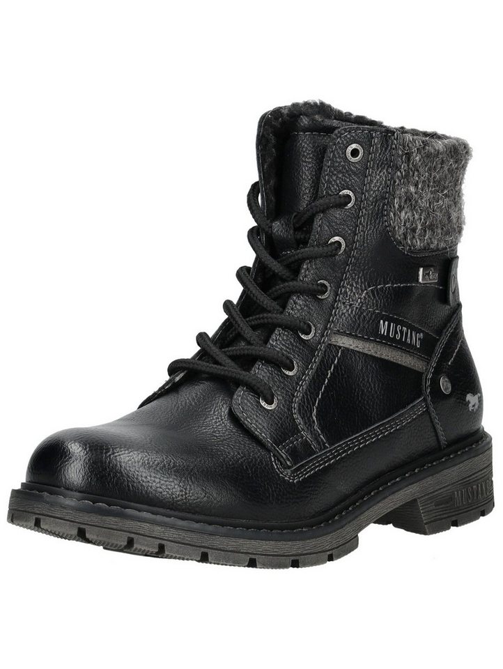 mustang shoes Stiefelette Lederimitat/Textil Schnürstiefelette (schwarz)