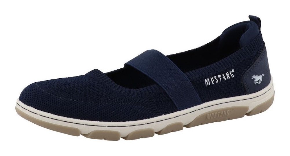 mustang shoes Sue Riemchenballerina Halbschuh, Schlupfschuh mit Gummizug-Riemen