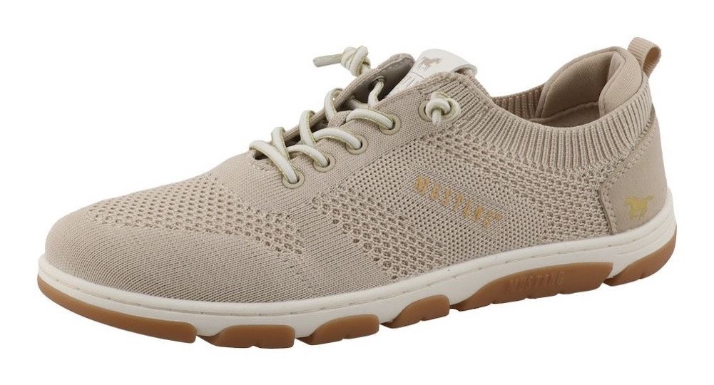 mustang shoes Sue Slip-On Sneaker Freizeitschuh, Halbschuh, Slipper mit Logoschriftzügen (beige)