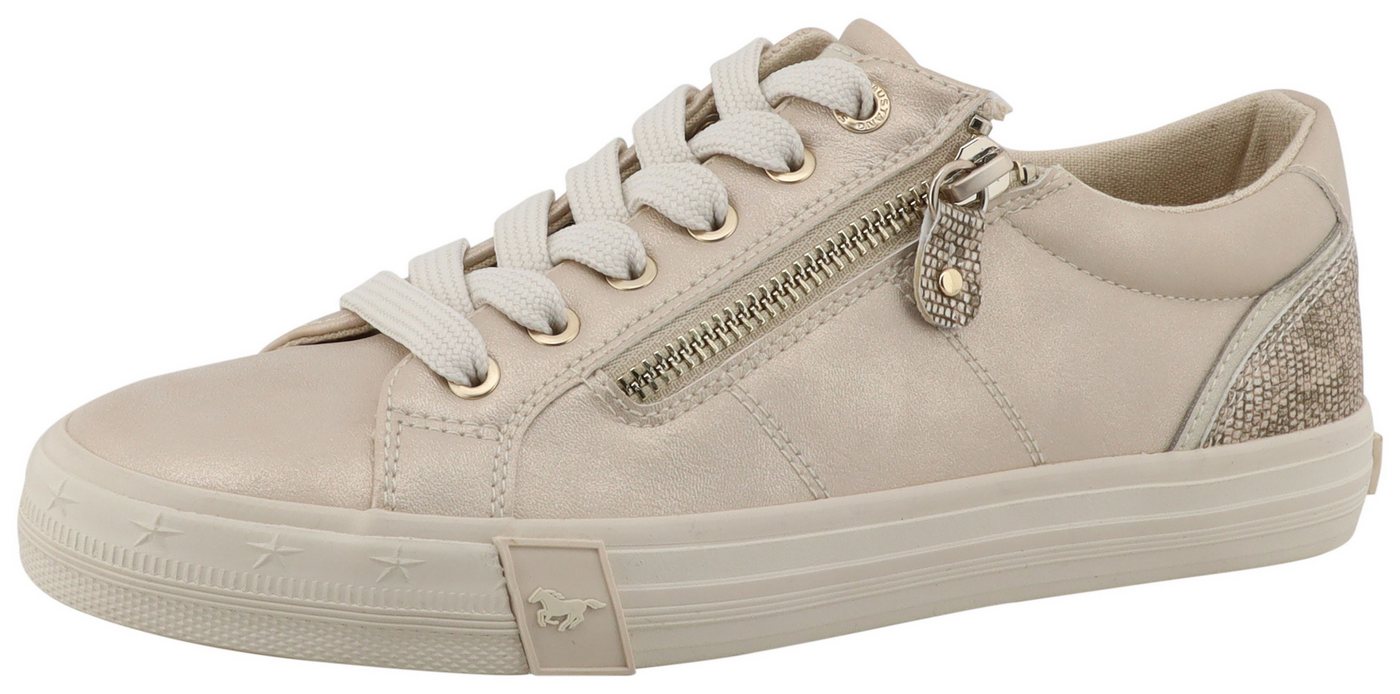 mustang shoes Winona Sneaker Freizeitschuh, Halbschuh, Schnürer mit Besatz im Animal-Look (beige)