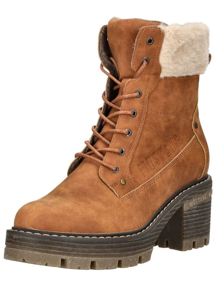 mustang Stiefelette Lederimitat/Textil . High-Heel-Stiefelette (braun)
