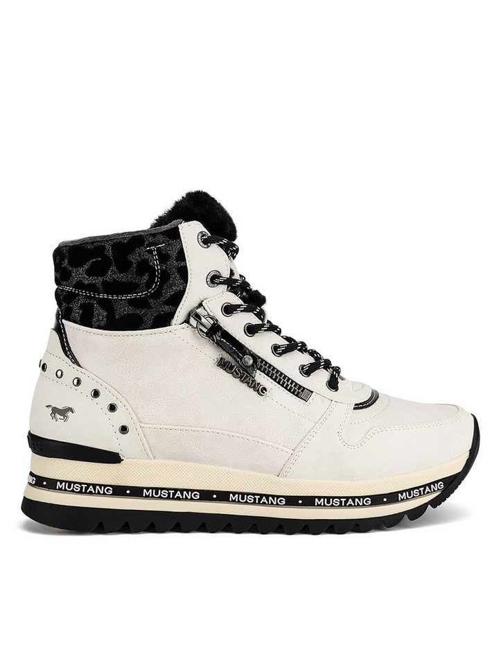 mustang Stiefeletten Damen 1364-503 Weiß Stiefelette