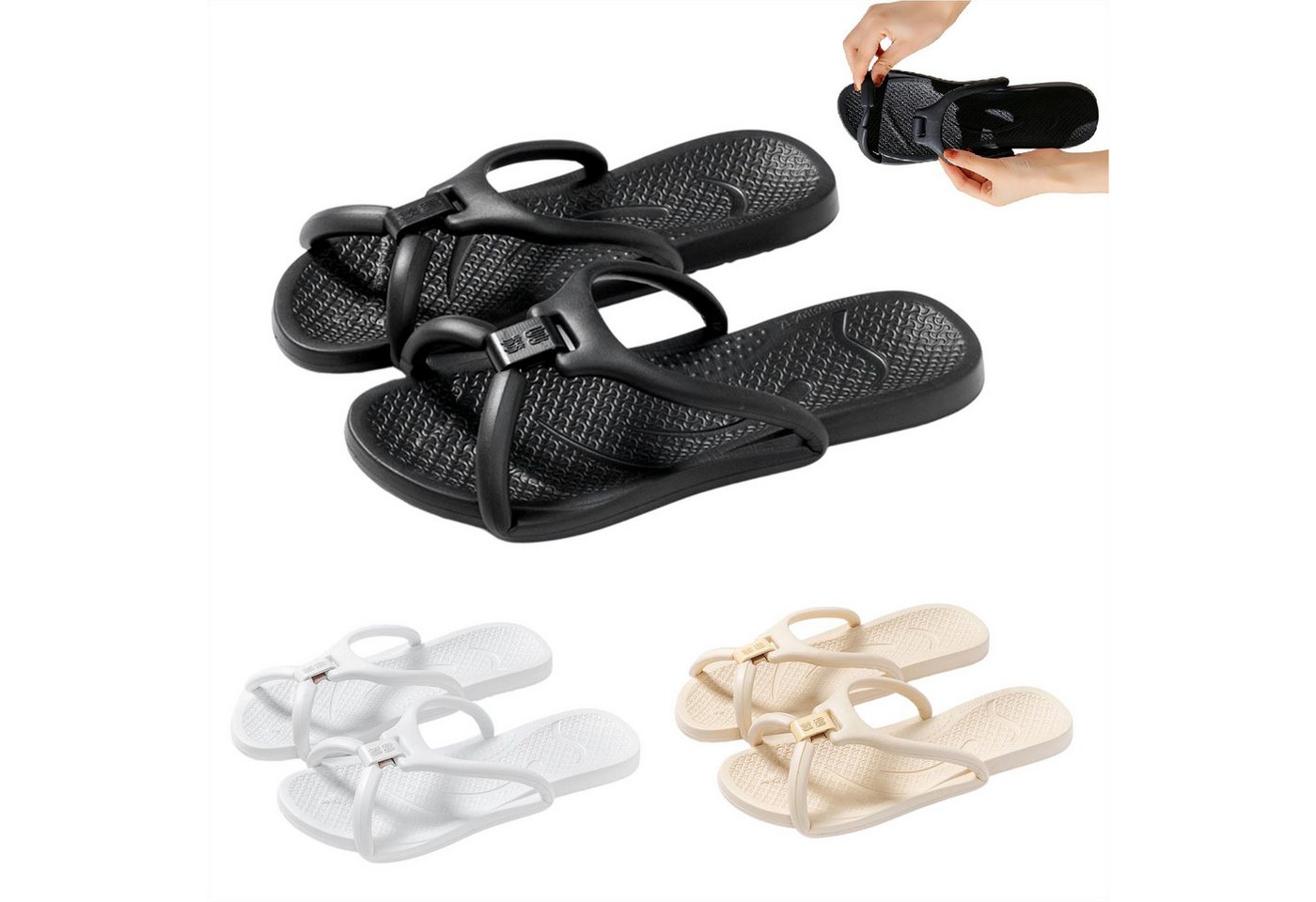 Mutig Badeschuhe Damen Herren,Reise Hausschuhe, Badeschlappen Leicht Badeschuh (Schlappen Flops,Dusche faltbare Schuhe schnelltrocknend rutschfest, EVA-Material, für Sommer, Indoor, Outdoor, Spa, tragbar, Hotel) für Badezimmer, Schlafzimmer, Wohnzimmer, Strand, Freizeit