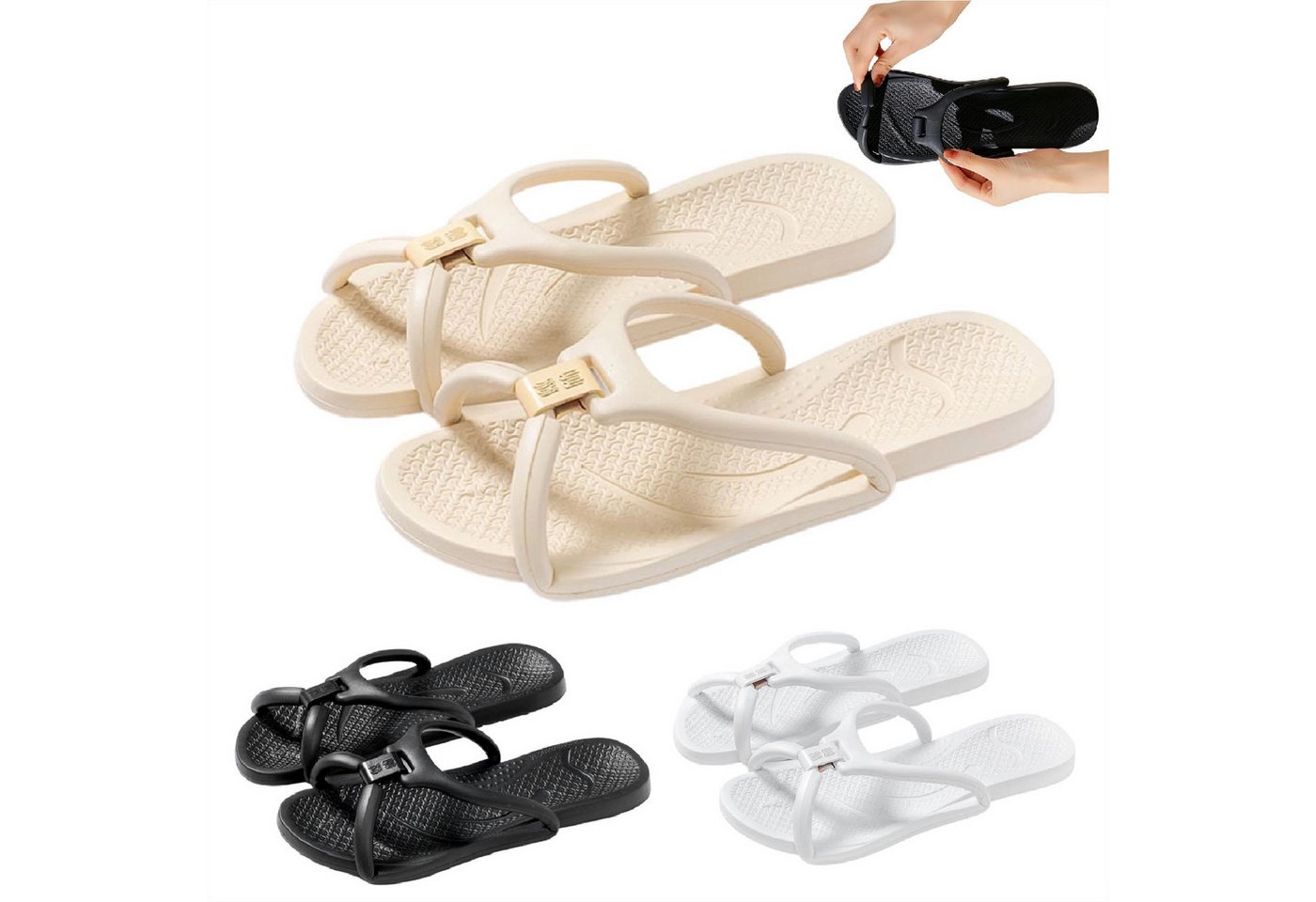 Mutig Badeschuhe Damen Herren,Reise Hausschuhe, Badeschlappen Leicht Badeschuh (Schlappen Flops,Dusche faltbare Schuhe schnelltrocknend rutschfest, EVA-Material, für Sommer, Indoor, Outdoor, Spa, tragbar, Hotel) für Badezimmer, Schlafzimmer, Wohnzimmer, Strand, Freizeit
