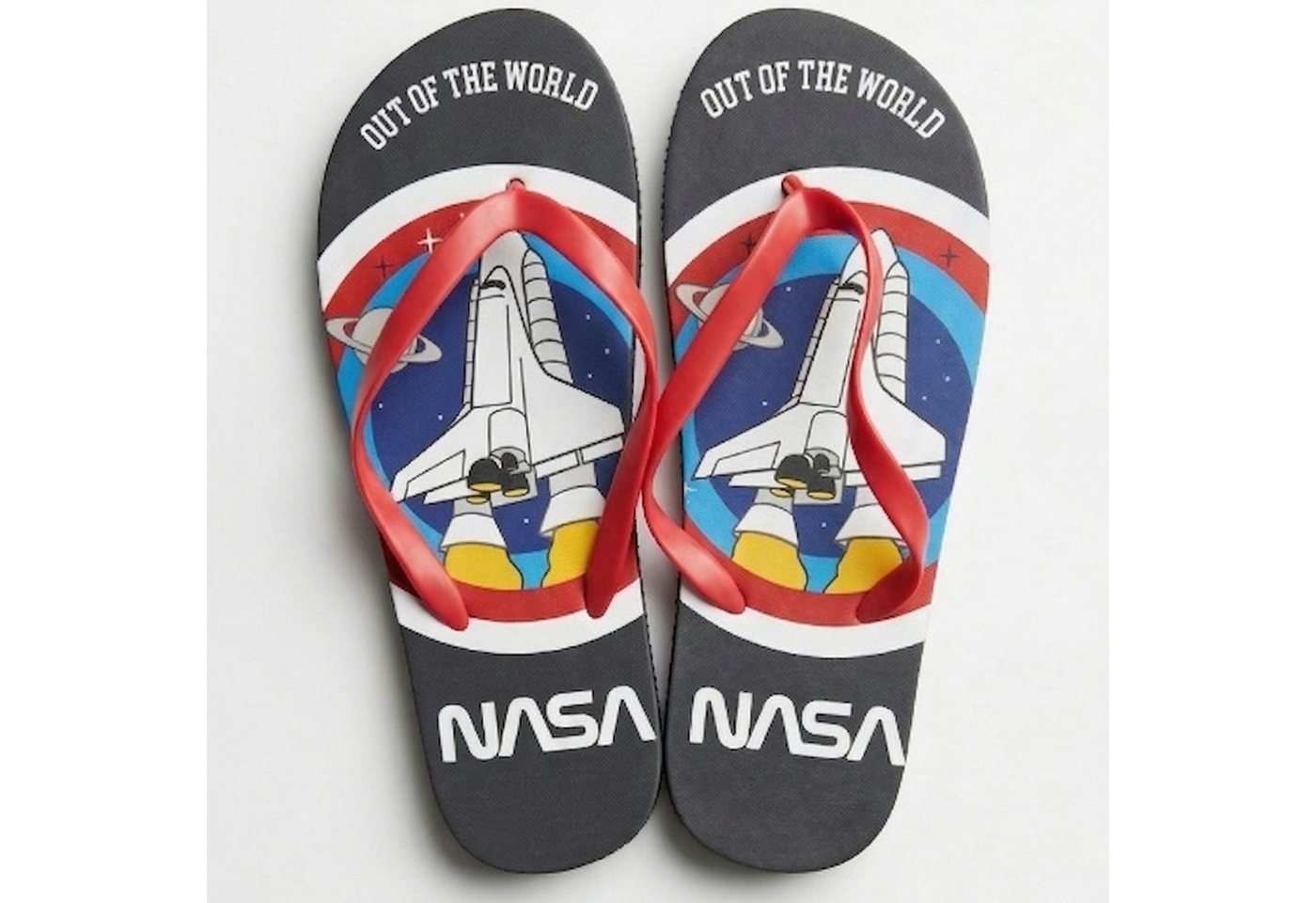 NASA Space Center Jungen FlipFlops Sandalen Latschen Zehentrenner Gr. 34 bis 39 (schwarz)