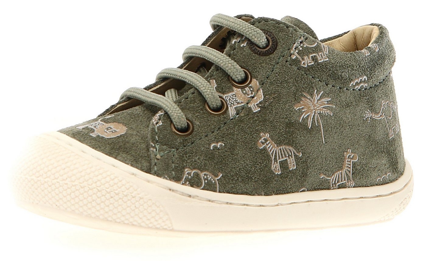 naturino COCOON PR. SAVANA Lauflernschuh Schnürschuh, Barfußschuh mit Print, Größenschablone zum Download