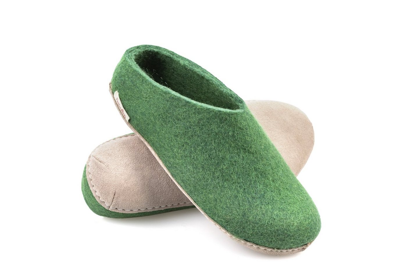 naturling Filz Damen Pantoffel Hausschuh (mit bequemer) Ledersohle