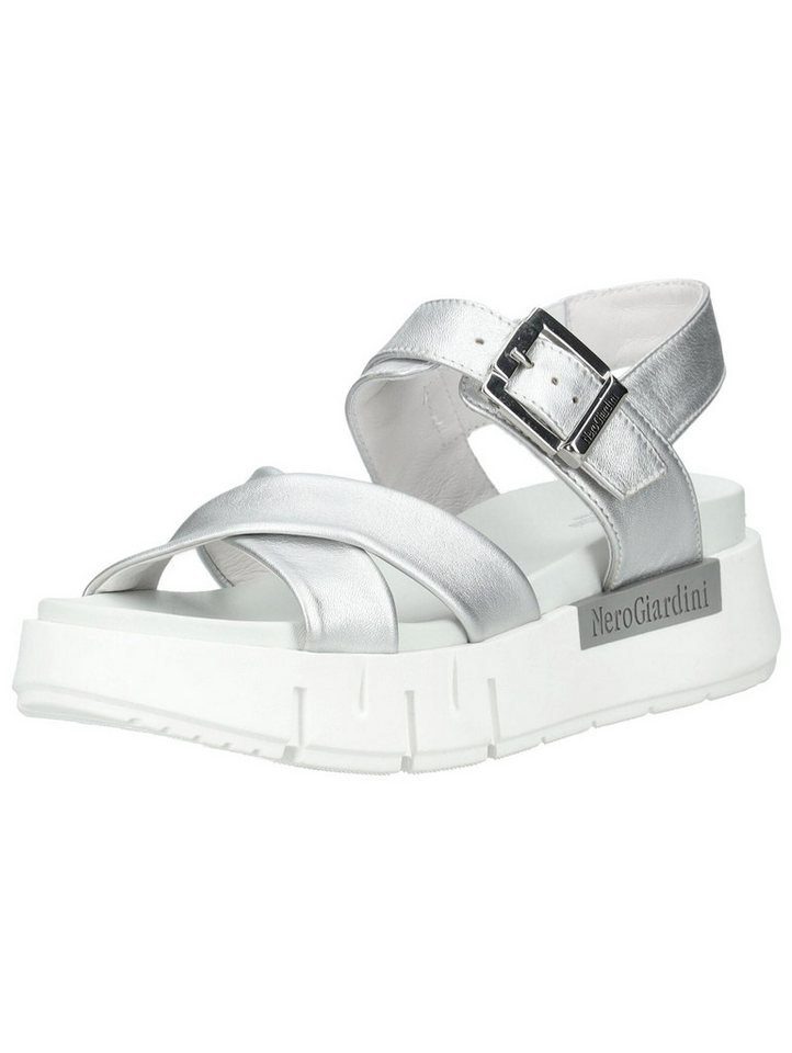 Nero Giardini Sandalen Leder Plateausandaletten (silber)