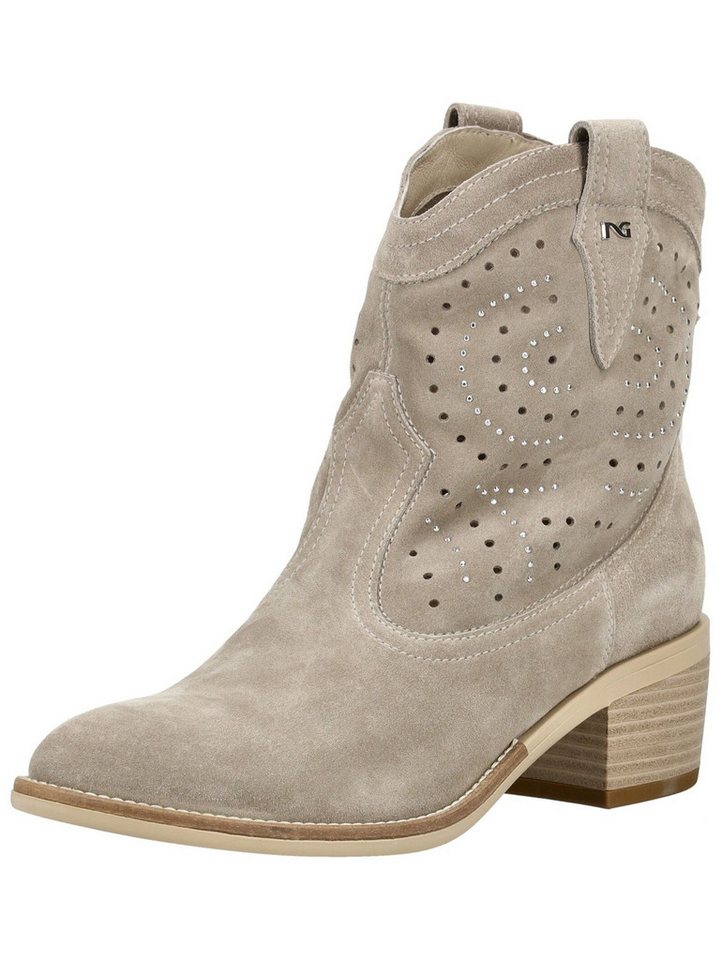Nero Giardini Stiefelette Veloursleder Bikerboots (beige)