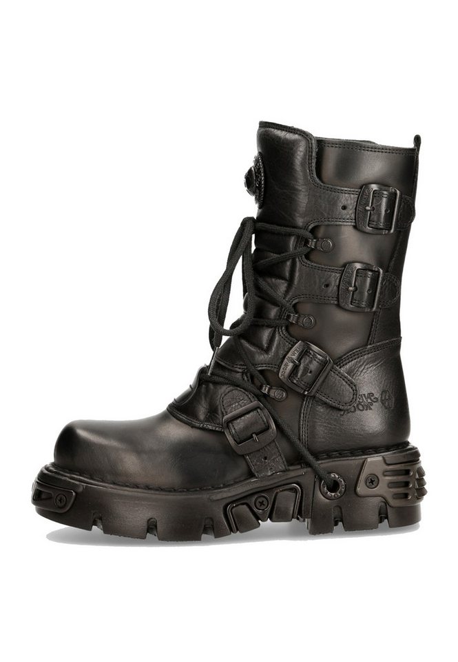 New Rock M-373-S18 Bikerboots Handgefertigte Schwarze Stiefel für Stilvolle Rebellion