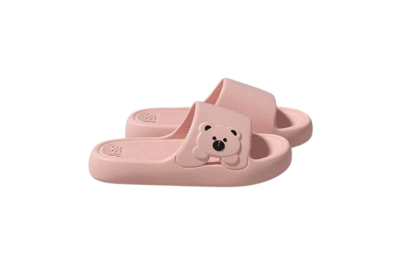 NEXORA Damen Hausschuhe Bär rutschfest leichte Badelatschen weich Hausschuh leichtes Material, rutschhemmende Sohle, weich gepolstert (rosa)