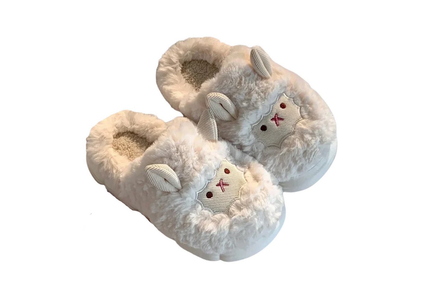 NEXORA Flauschige Hausschuhe mit Schaf-Motiv – Warme Plüsch Pantoffeln Damen Plüsch Hausschuhe kuschelige Hausschuhe im 3D-Design